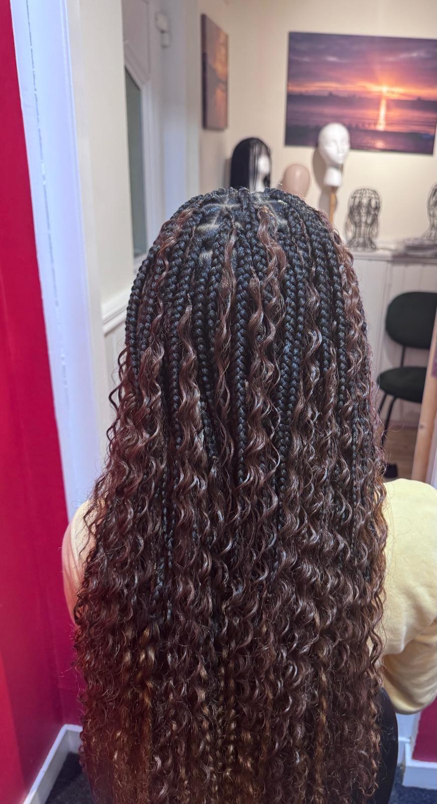 Boho braids with curly ends
