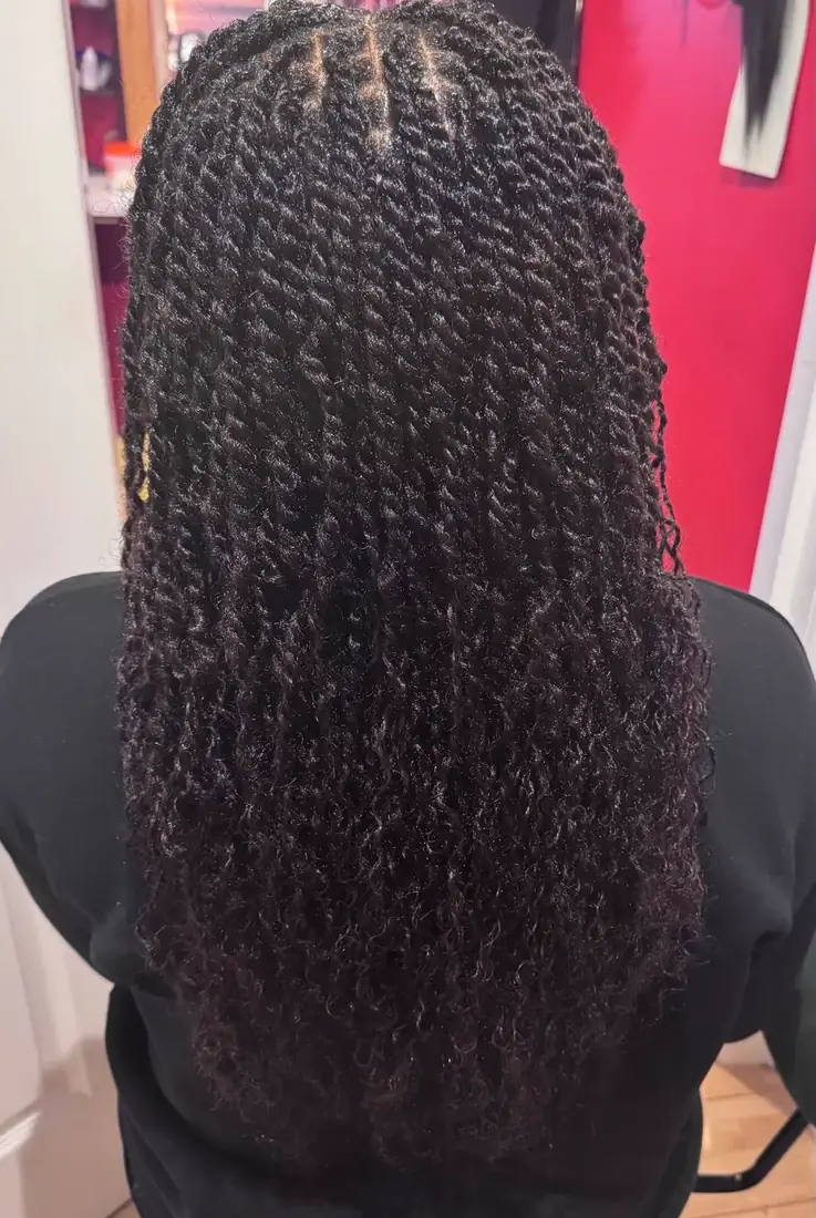 Medium passion twists with tapered curly ends